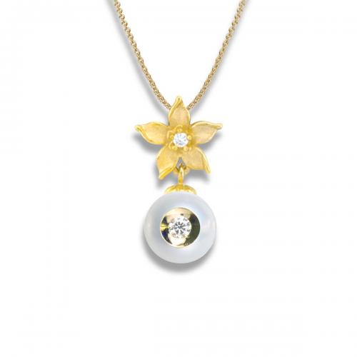 Diamond in a Pearl Pendant