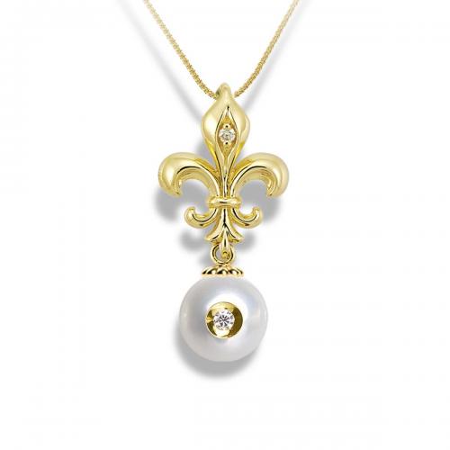 Diamond in a Pearl Pendant