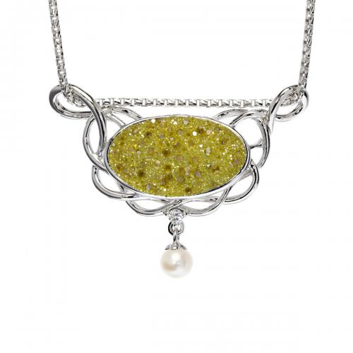 Galaxia Pendant With Lab-Grown Yellow Diamond Druzy
